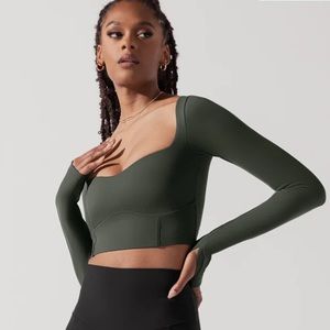 Popflex Sweetheart Long Sleeve Crop Top Forestwood XS